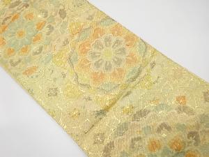 ヤマキ織物製　蜀江紋に花模様織り出し袋帯